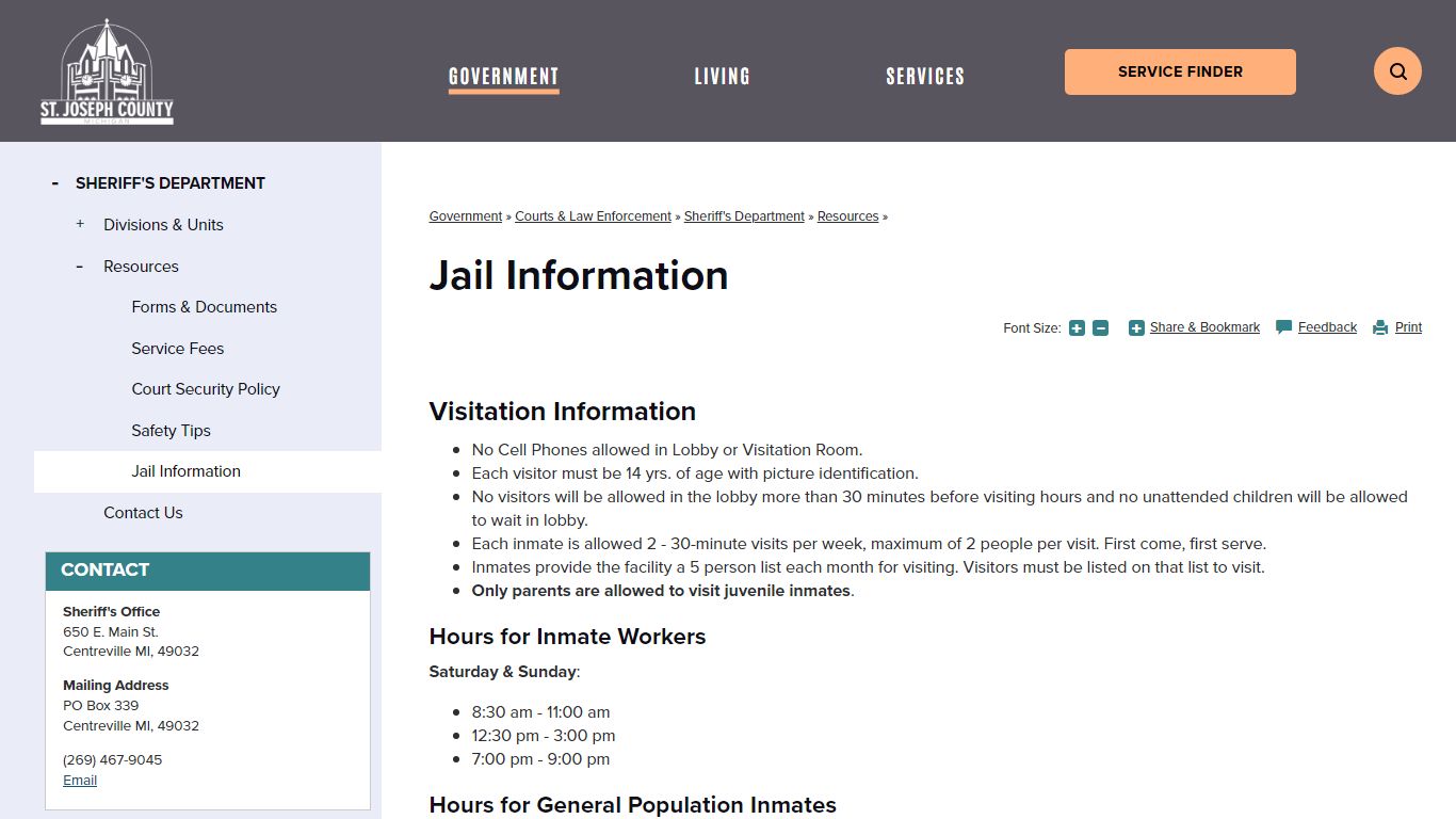 Jail Information | St. Joseph County, MI