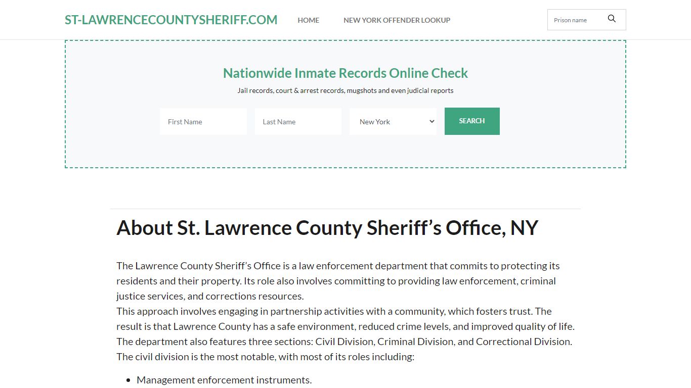 About St. Lawrence County Sheriff, St. Lawrence County Jail