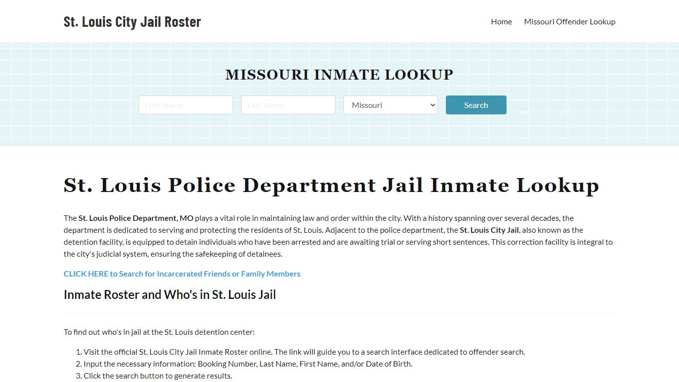 St. Louis Police Department & City Jail, MO Inmate Roster, Arrests ...