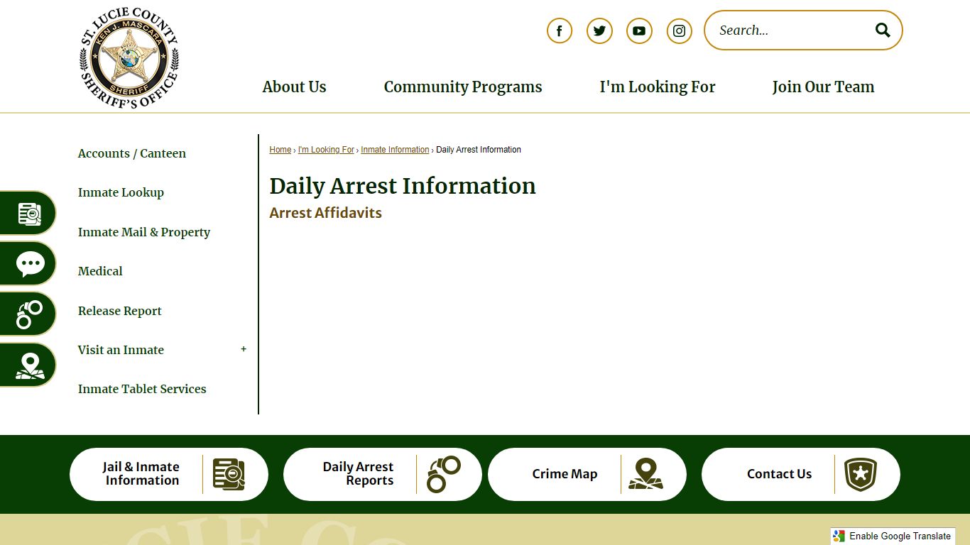 Daily Arrest Information | St. Lucie Co Sheriff's Office, FL