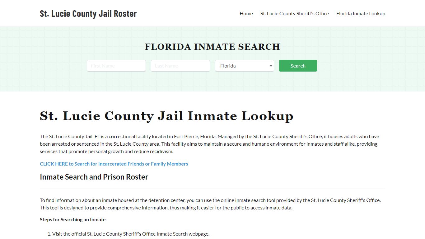 St. Lucie County Jail Roster Lookup, FL, Inmate Search