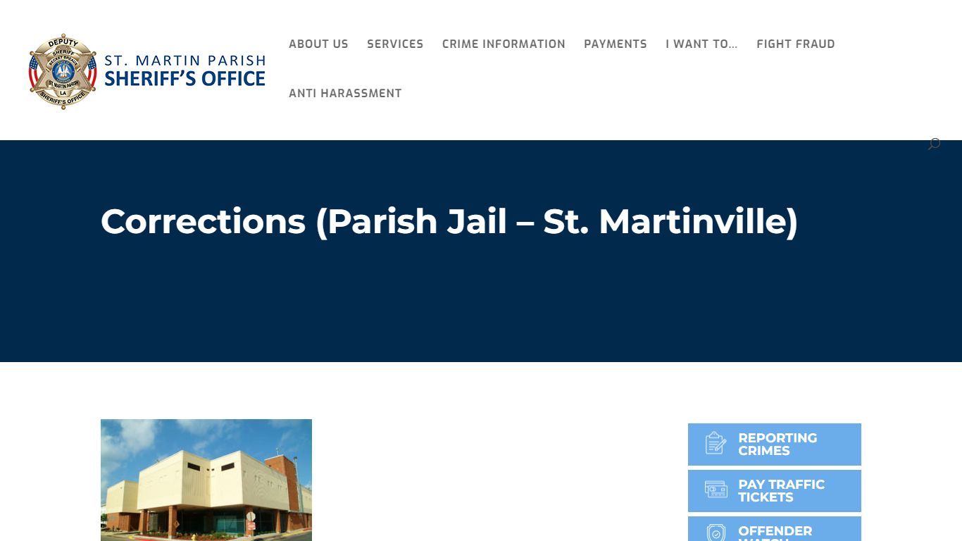Corrections (Parish Jail – St. Martinville) | St Martin Parish Sheriff