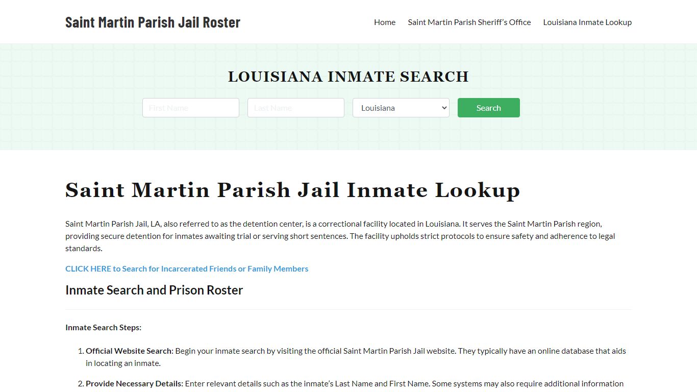 Saint Martin Parish Jail Roster Lookup, LA, Inmate Search