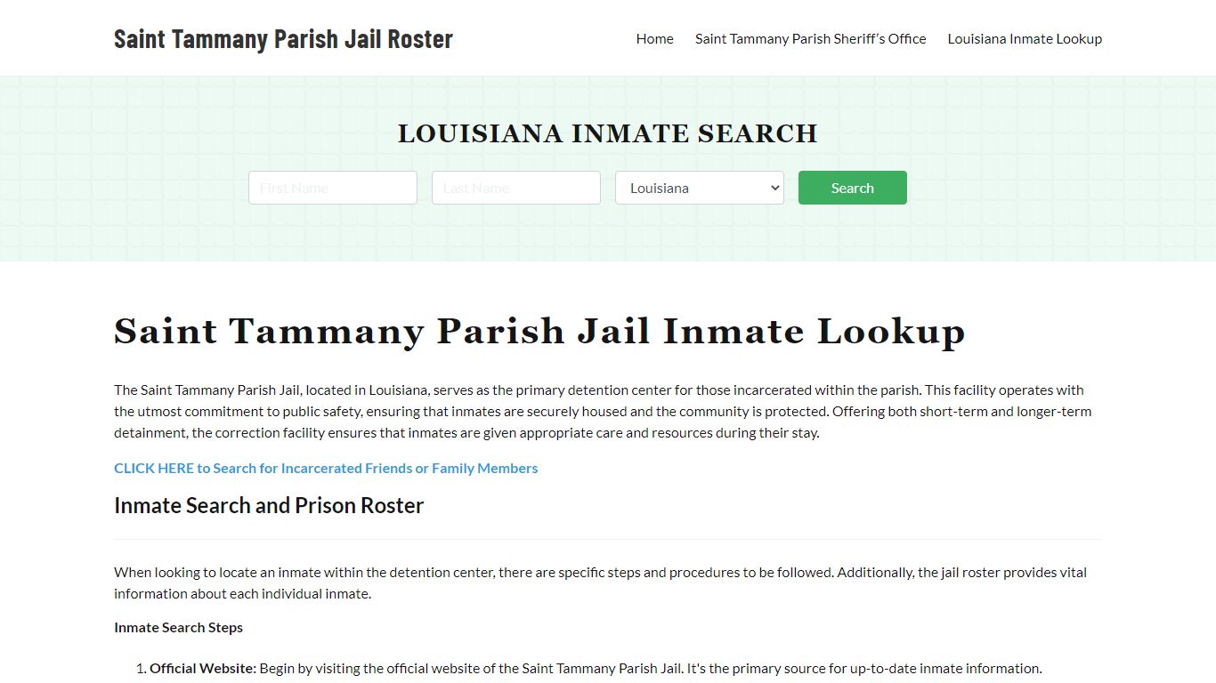 Saint Tammany Parish Jail Roster Lookup, LA, Inmate Search