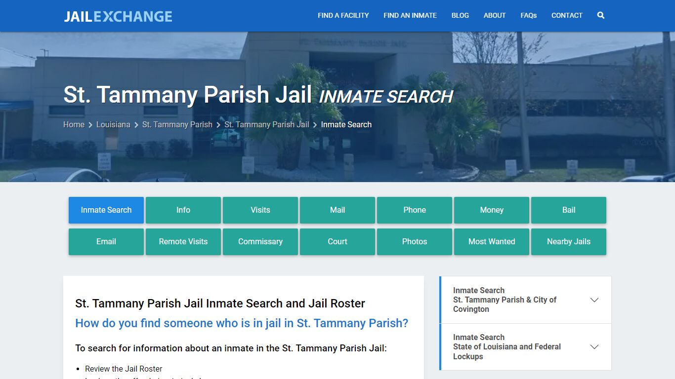 Inmate Search: Roster & Mugshots - St. Tammany Parish Jail, LA