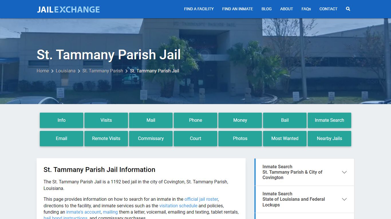 St. Tammany Parish Jail, LA Inmate Search, Information