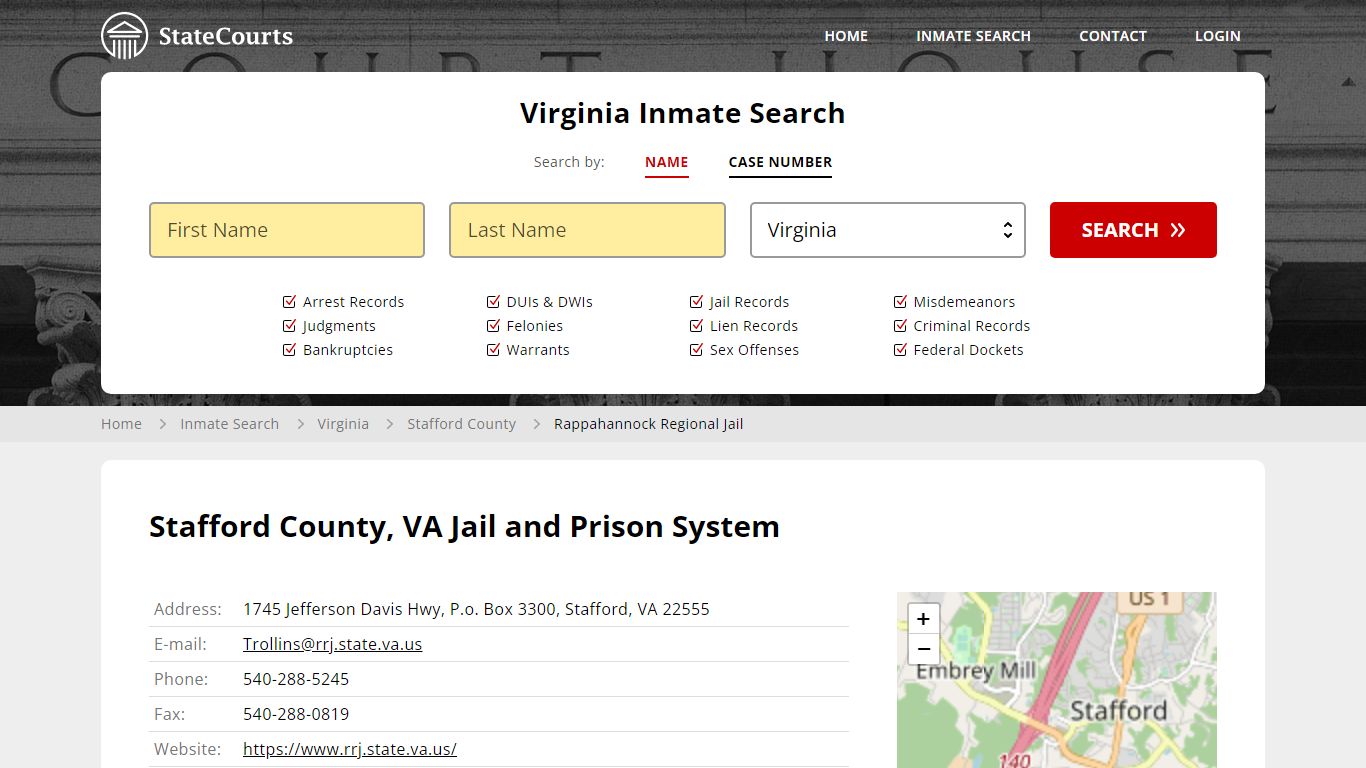 Rappahannock Regional Jail Inmate Records Search, Virginia - StateCourts