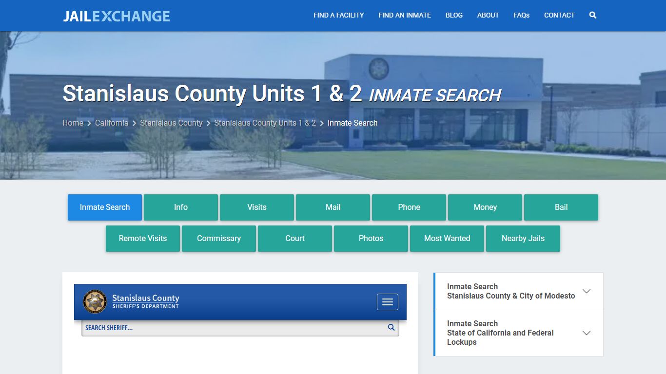 Stanislaus County Units 1 & 2 Inmate Search - Jail Exchange