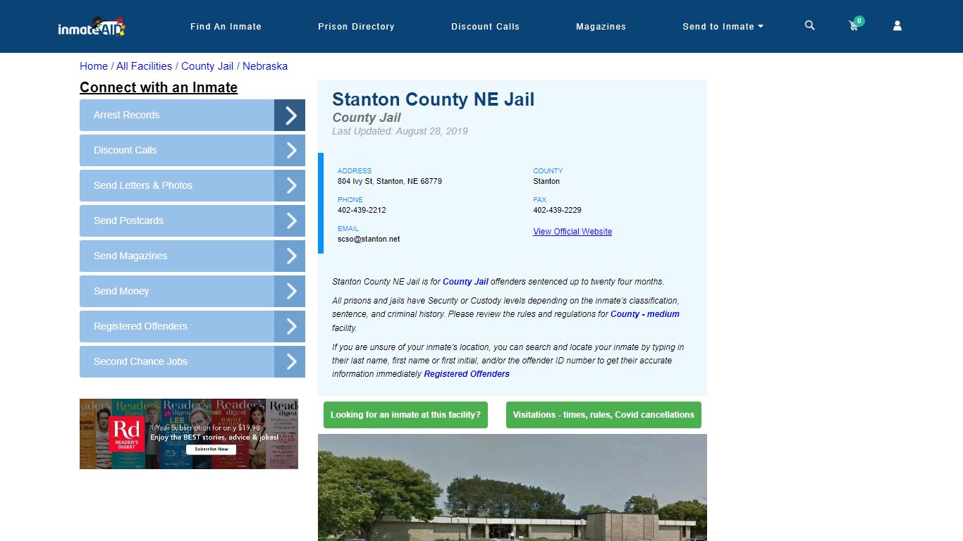 Stanton County NE Jail - Inmate Locator - Stanton, NE
