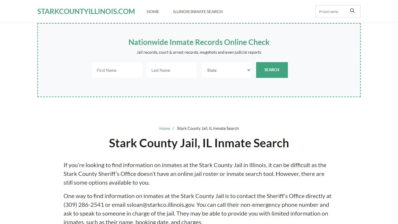 Stark County Jail, IL Inmate Search, Sheriff’s Office