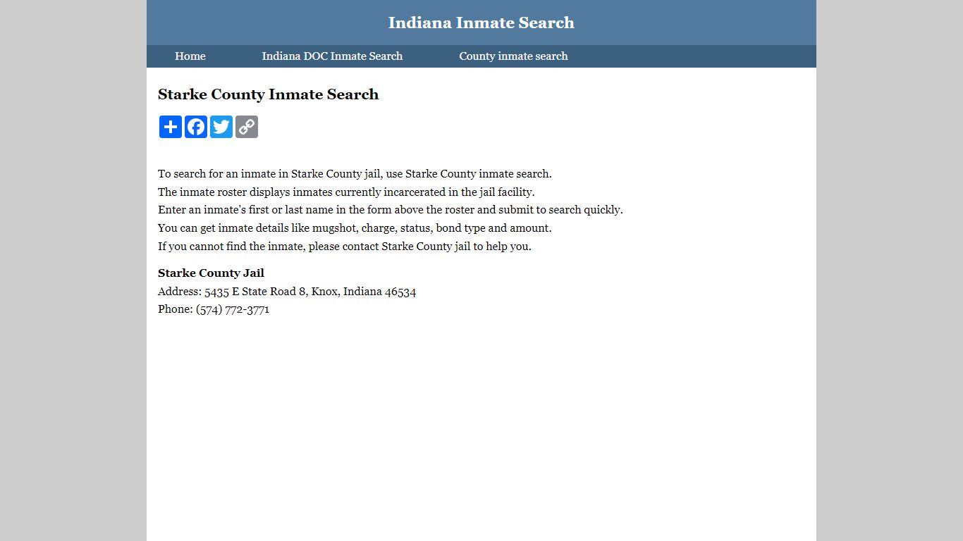 Starke County Inmate Search