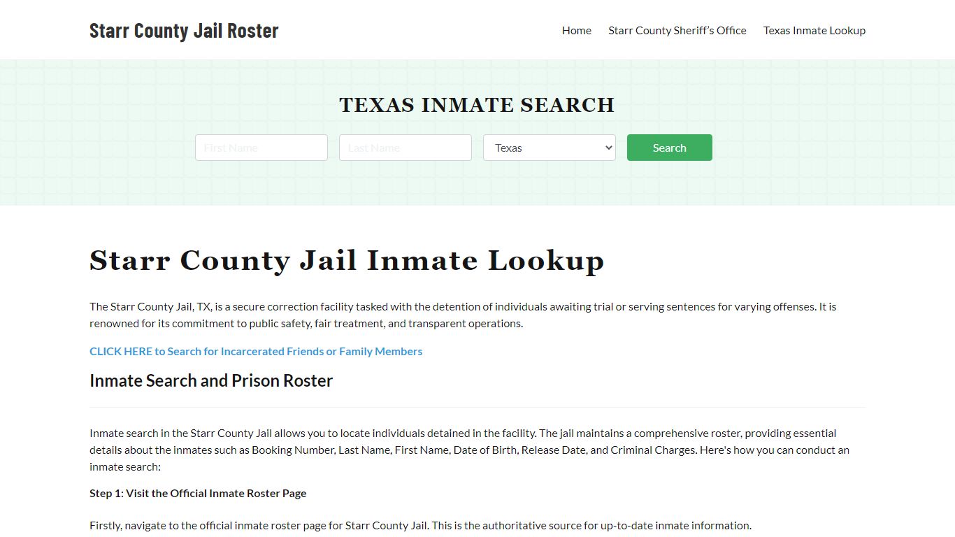 Starr County Jail Roster Lookup, TX, Inmate Search