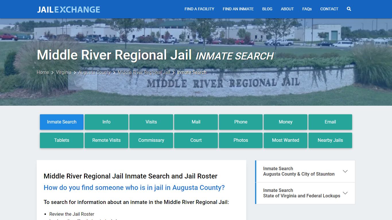 Middle River Regional Jail Inmate Search - Jail Exchange