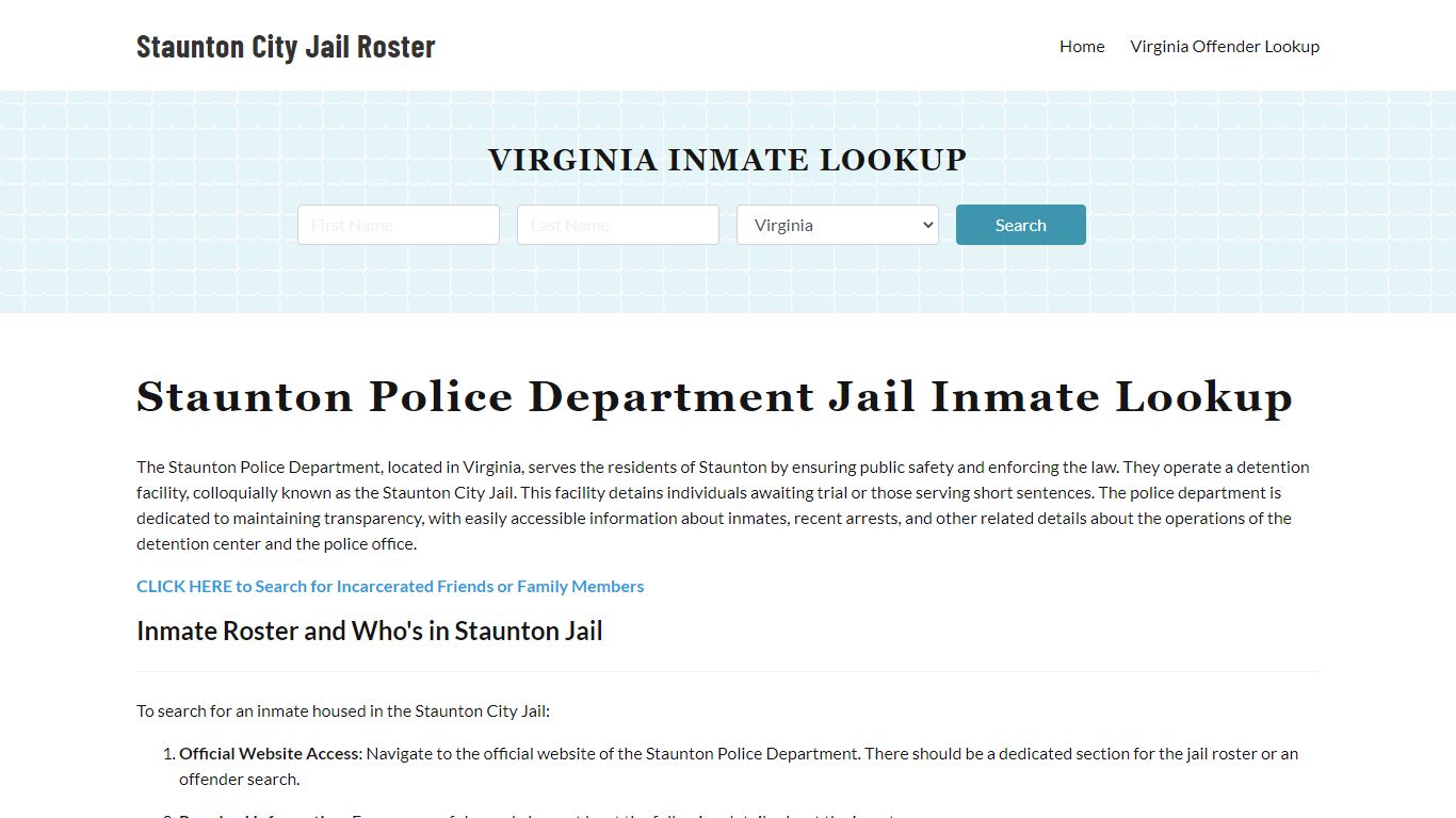 Staunton Police Department & City Jail, VA Inmate Roster, Arrests, Mugshots