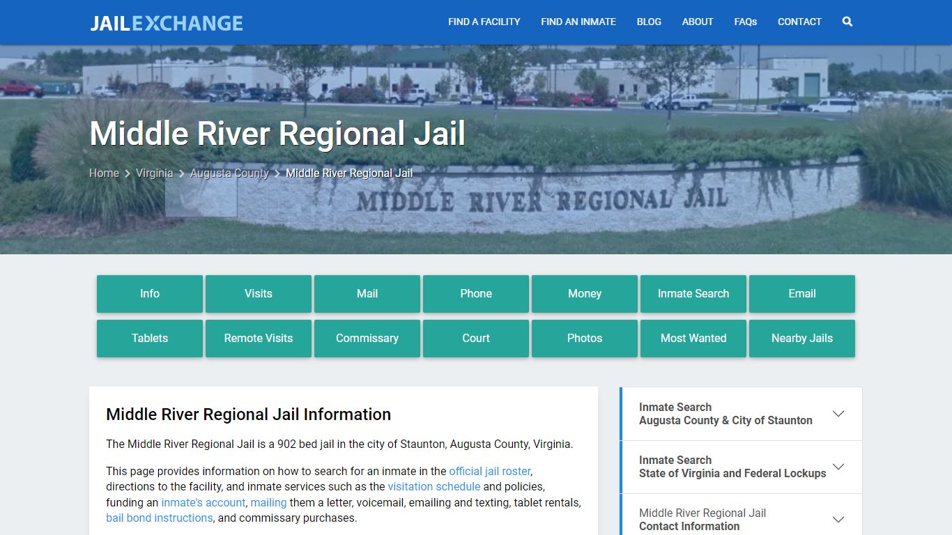 Middle River Regional Jail, VA Inmate Search, Information
