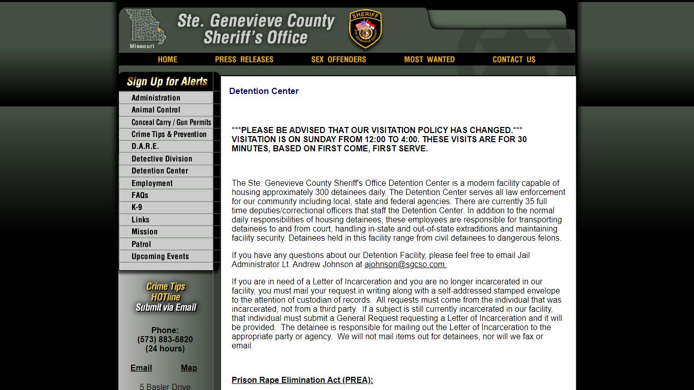 Detention Center - Ste. Genevieve County Sheriff MO