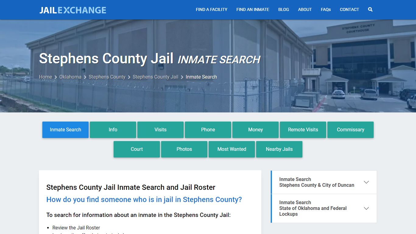 Inmate Search: Roster & Mugshots - Stephens County Jail, OK