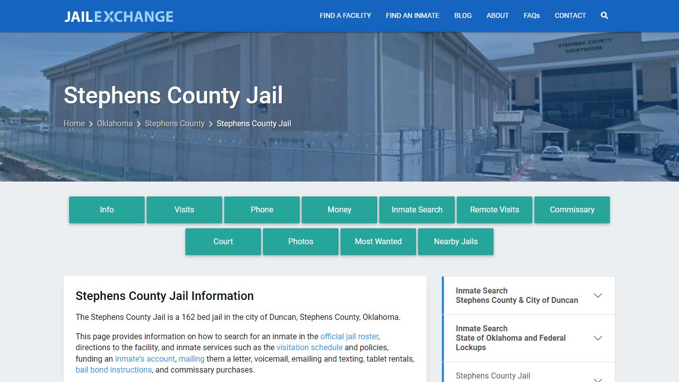 Stephens County Jail, OK Inmate Search, Information