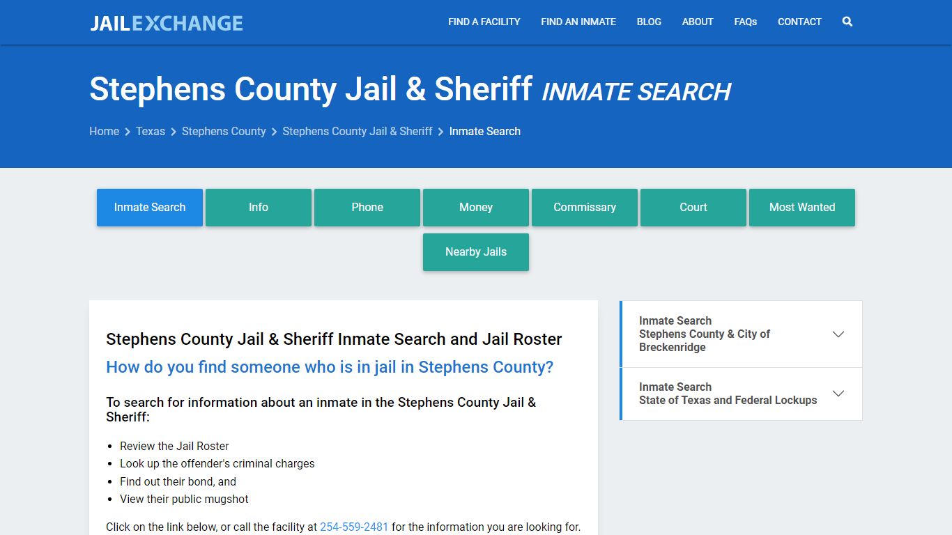 Stephens County Jail & Sheriff Inmate Search - Jail Exchange