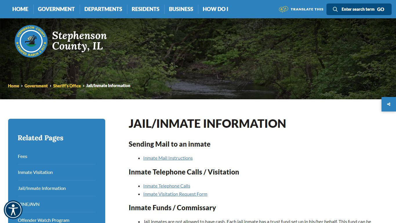 Jail/Inmate Information - Stephenson County, IL