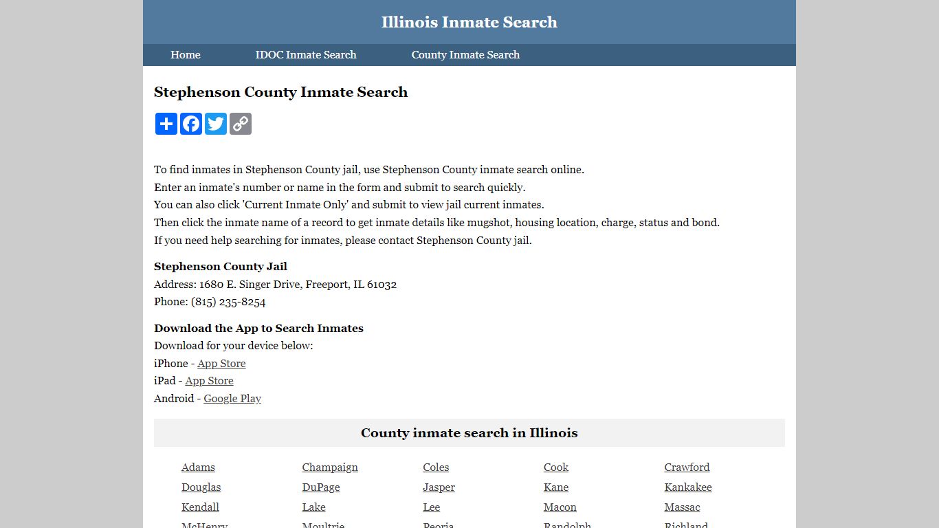 Stephenson County Inmate Search