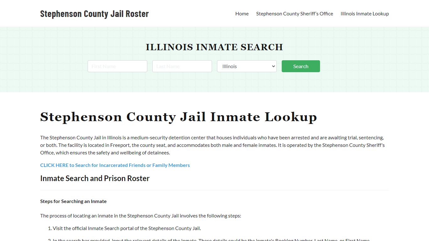 Stephenson County Jail Roster Lookup, IL, Inmate Search