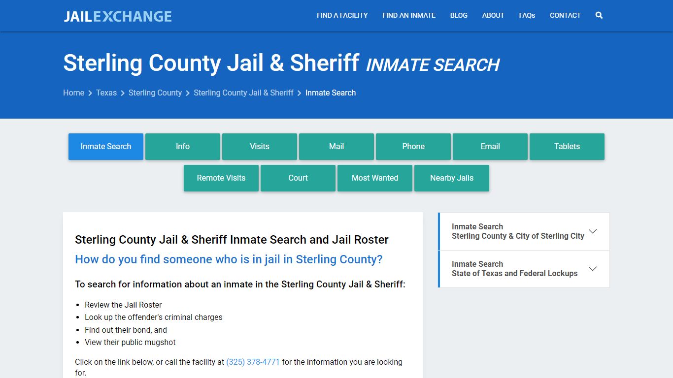 Sterling County Jail & Sheriff Inmate Search - Jail Exchange