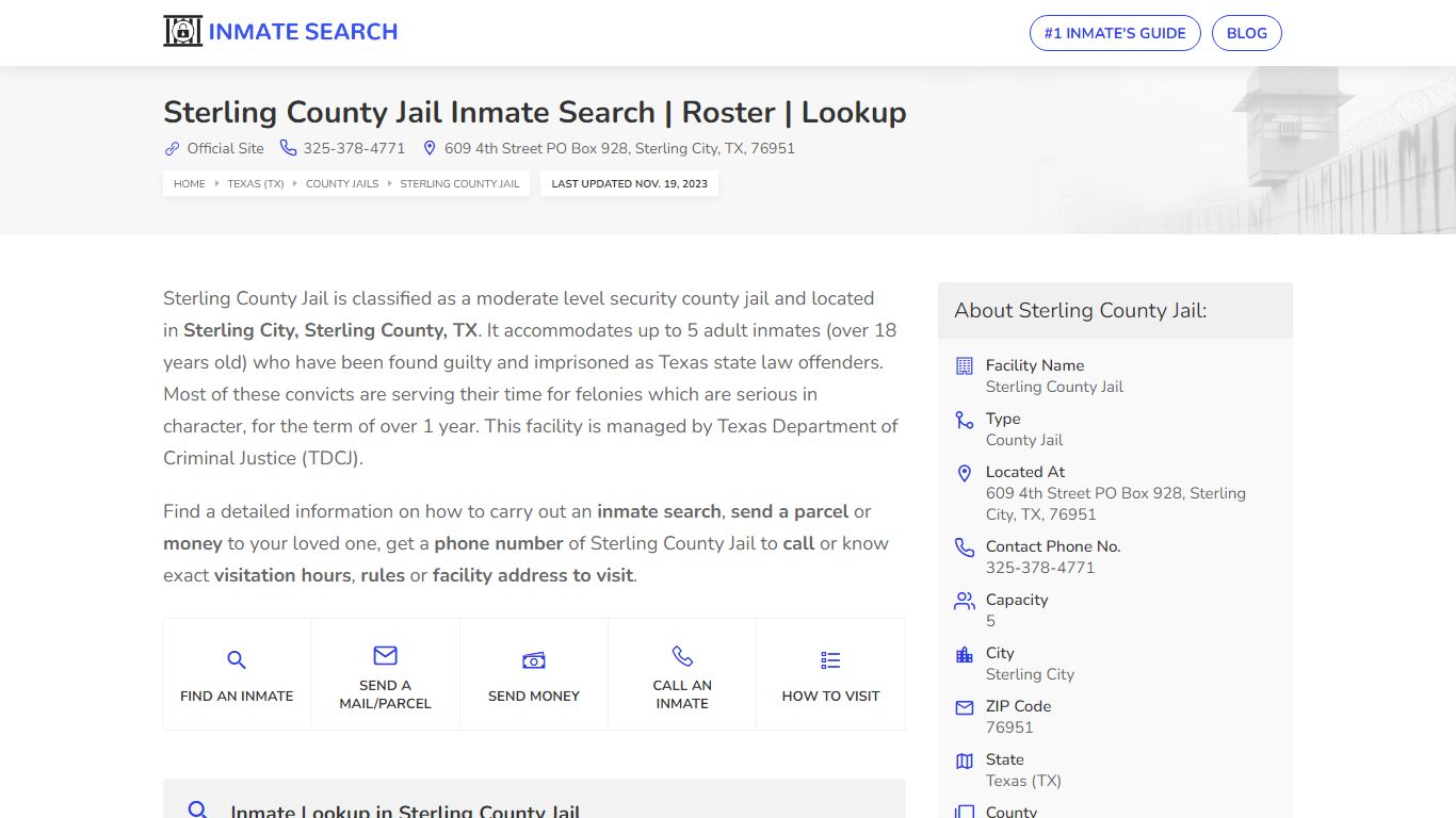 Sterling County Jail Inmate Search | Roster | Lookup