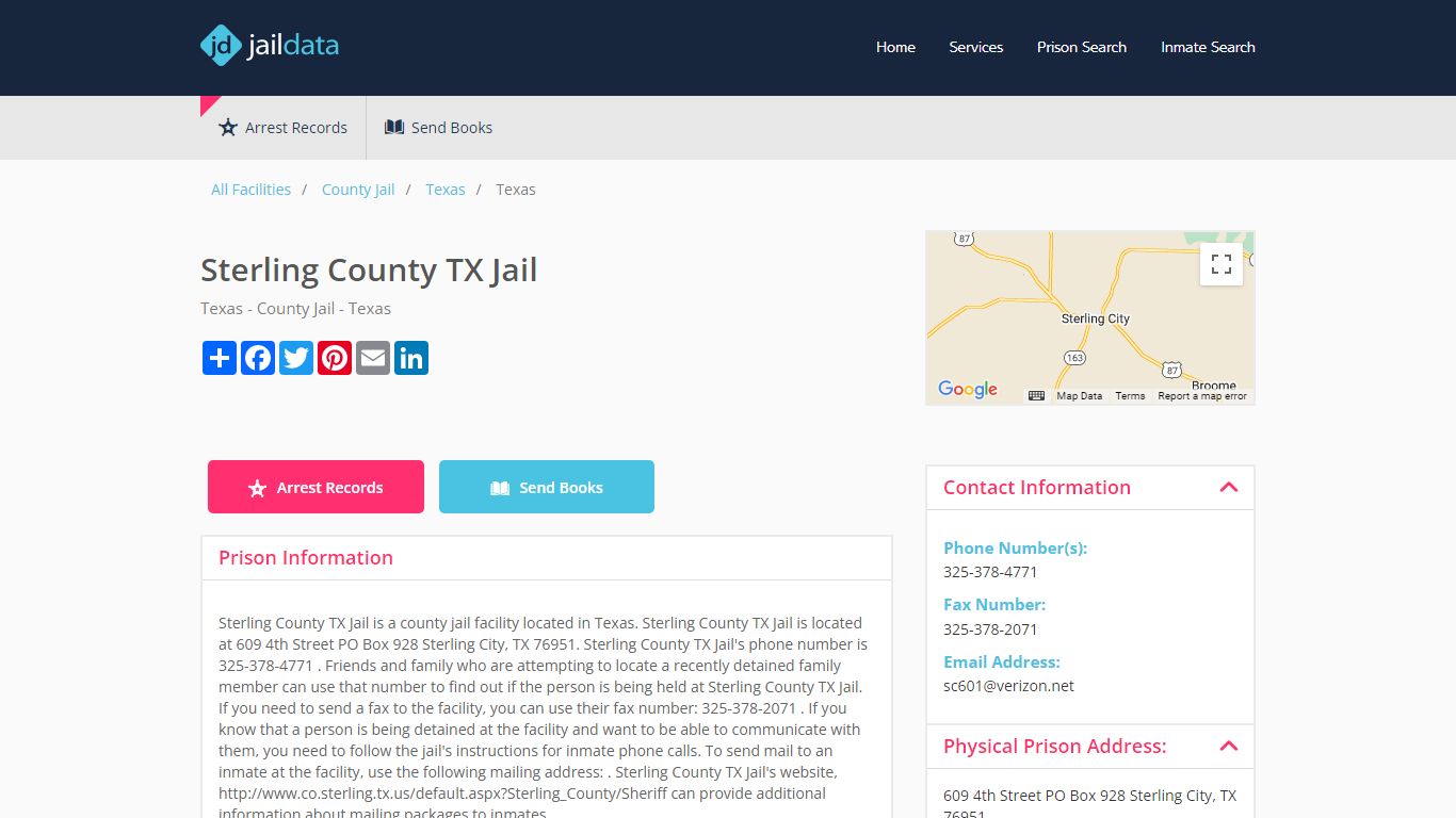 Sterling County TX Jail Inmate Search and Prisoner Info - Sterling City, TX