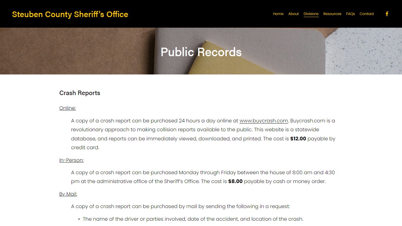 Public Records — Steuben County Sheriff's Office