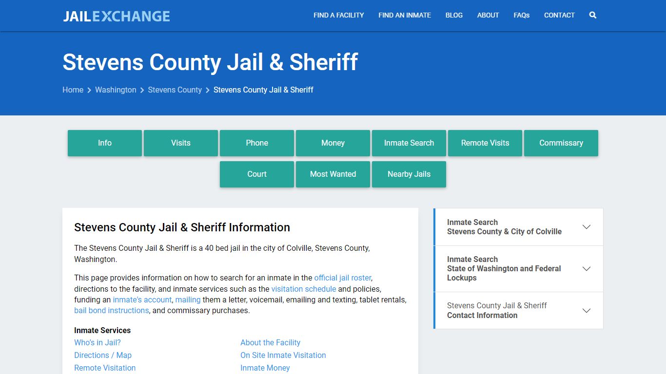Stevens County Jail & Sheriff, WA Inmate Search, Information