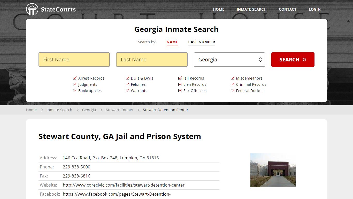 Stewart Detention Center Inmate Records Search, Georgia - StateCourts