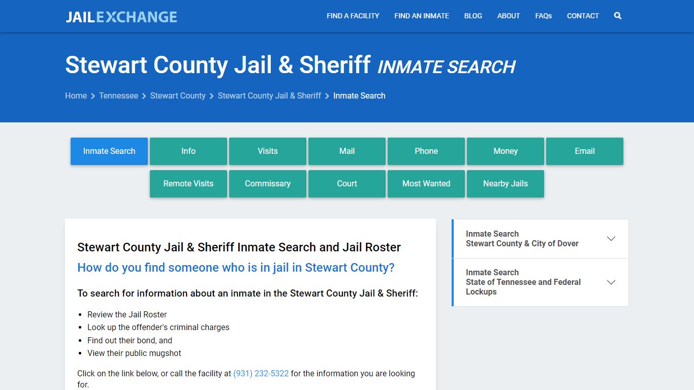 Stewart County Jail & Sheriff Inmate Search - Jail Exchange