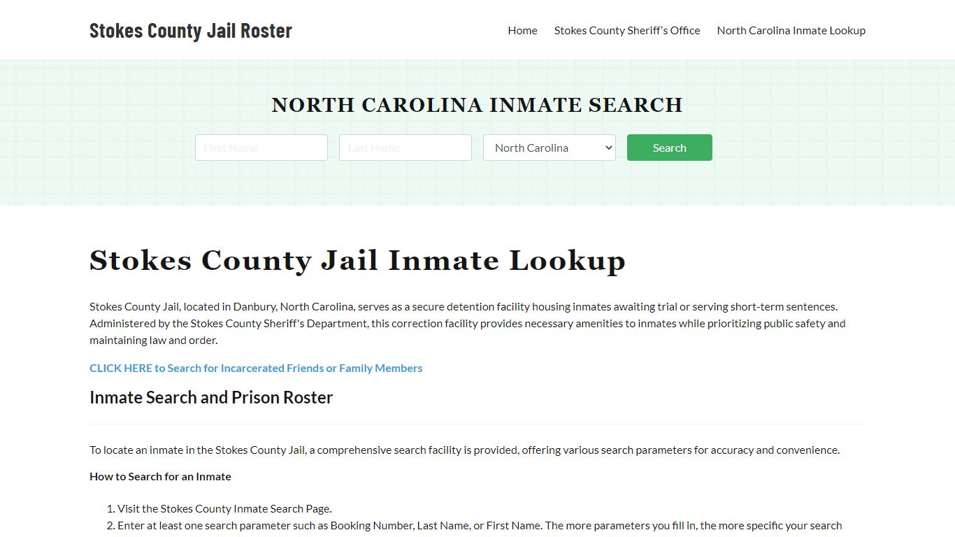 Stokes County Jail Roster Lookup, NC, Inmate Search