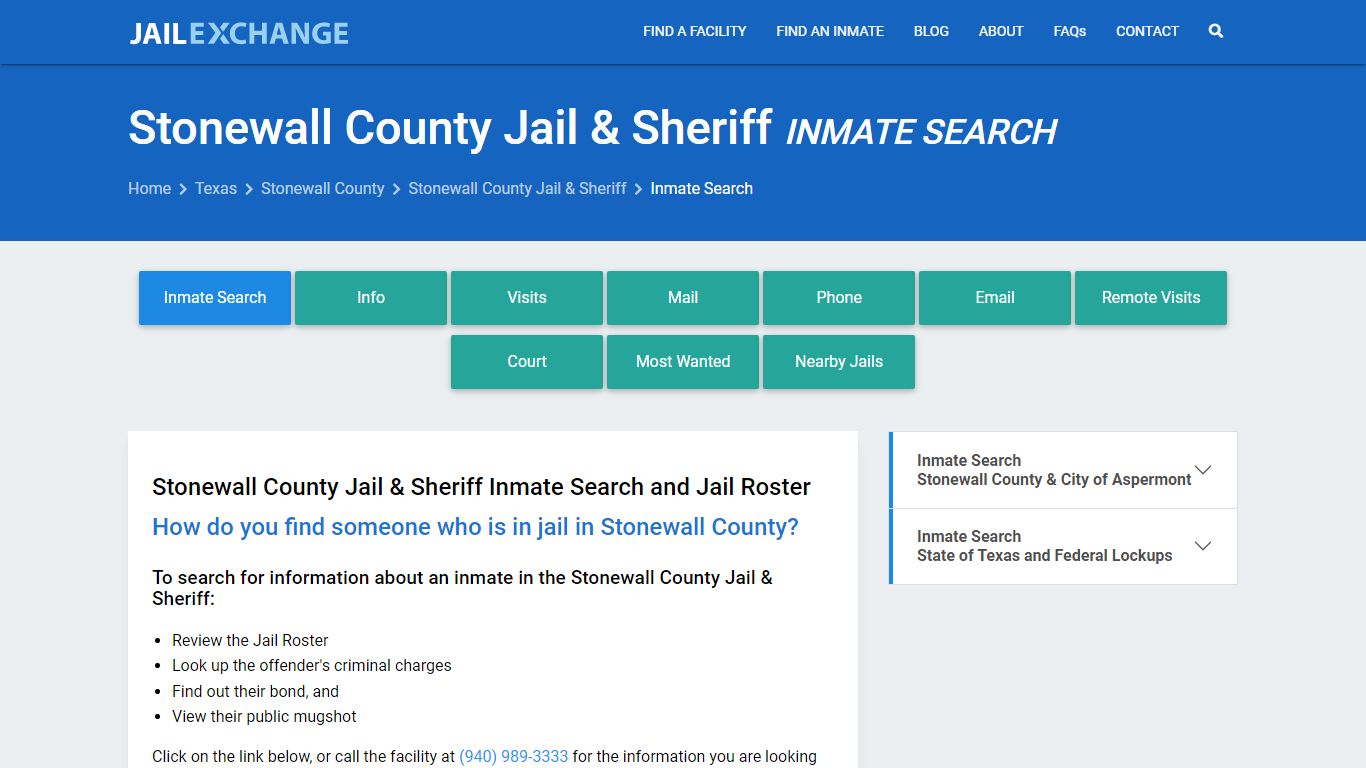 Stonewall County Jail & Sheriff Inmate Search - Jail Exchange