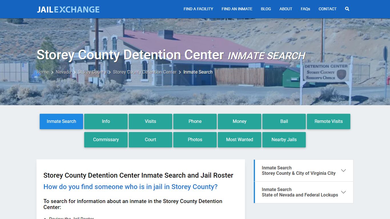 Storey County Detention Center Inmate Search - Jail Exchange