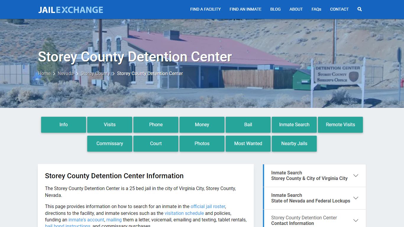 Storey County Detention Center, NV Inmate Search, Information