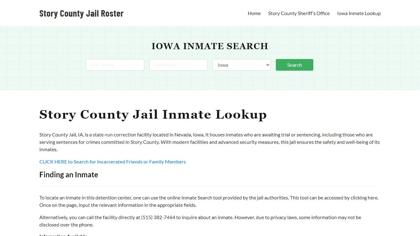 Story County Jail Roster Lookup, IA, Inmate Search