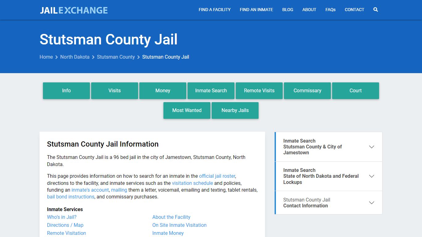 Stutsman County Jail, ND Inmate Search, Information