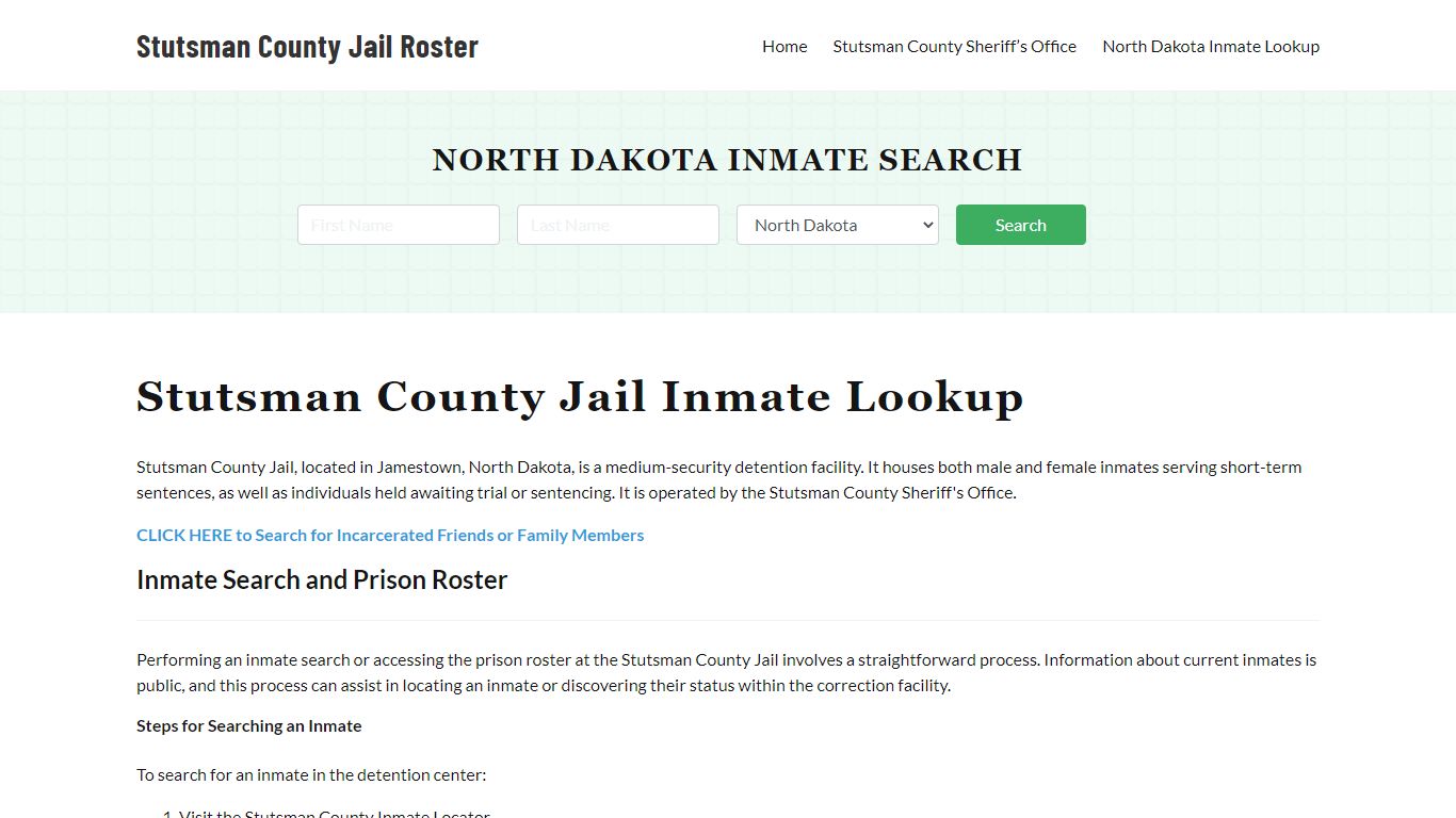 Stutsman County Jail Roster Lookup, ND, Inmate Search