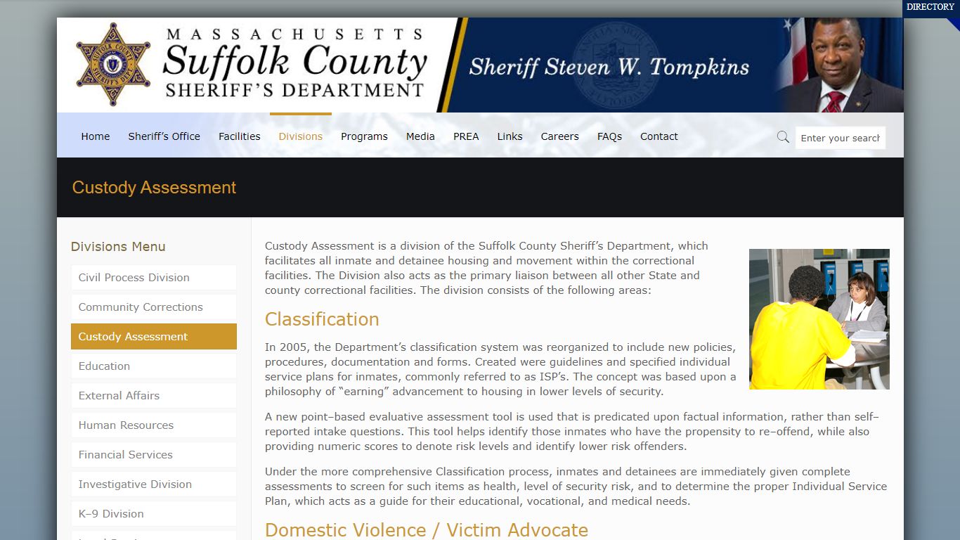 Custody Assessment – Suffolk County Sheriff's Department