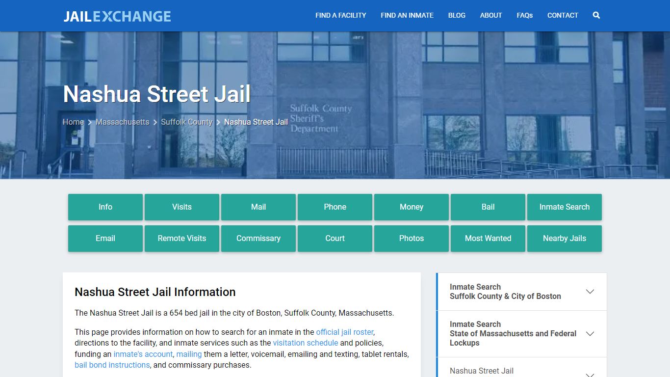 Nashua Street Jail, MA Inmate Search, Information