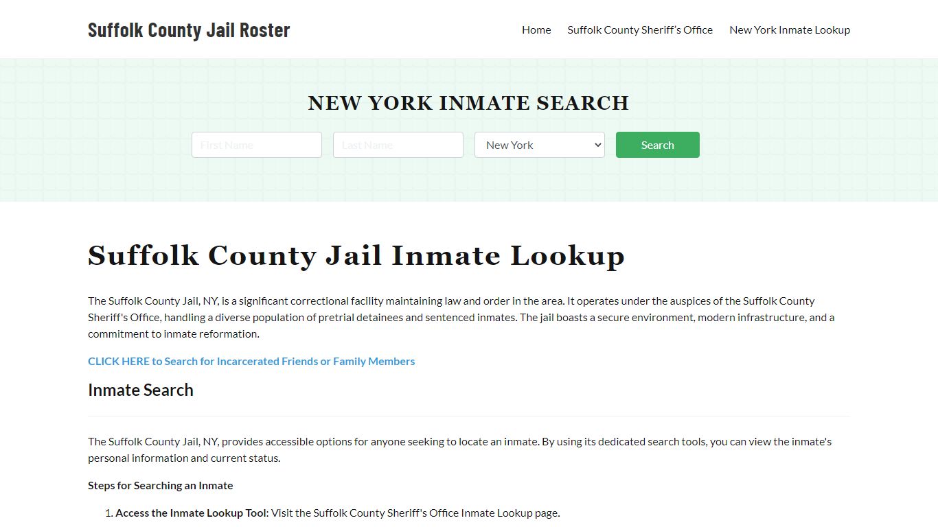 Suffolk County Jail Roster Lookup, NY, Inmate Search