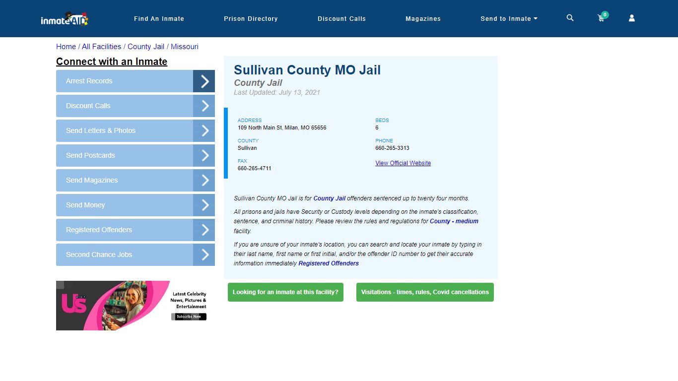 Sullivan County MO Jail - Inmate Locator - Milan, MO