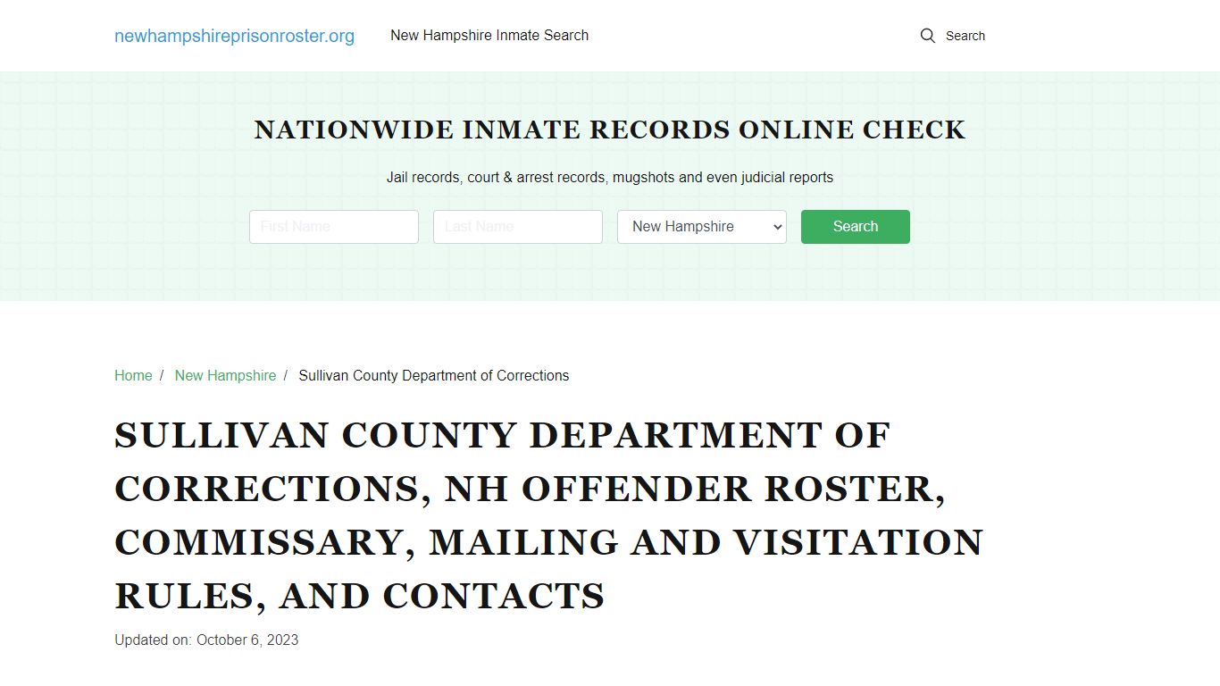 Sullivan County Department of Corrections, NH: Inmate Search ...