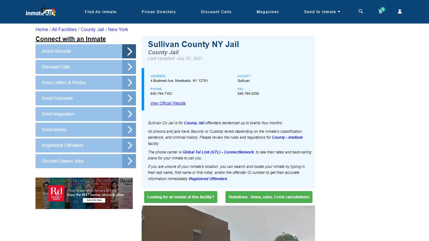 Sullivan County NY Jail - Inmate Locator - Monticello, NY