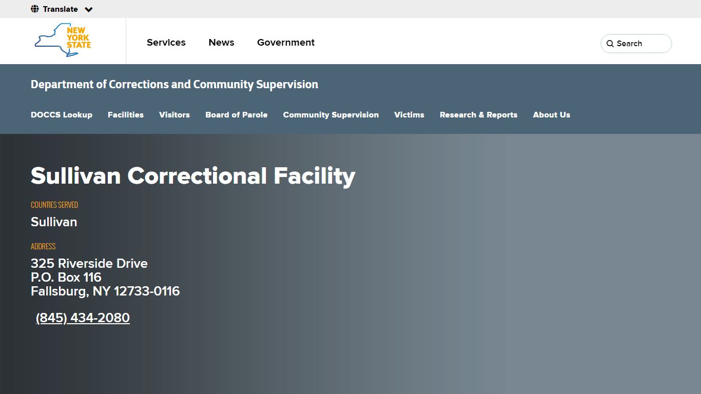 Sullivan Correctional Facility | Department of Corrections and ...