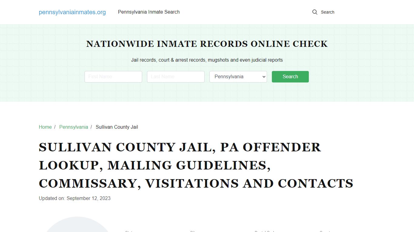 Sullivan County Jail, PA: Inmate Search Options, Visitations, Contacts