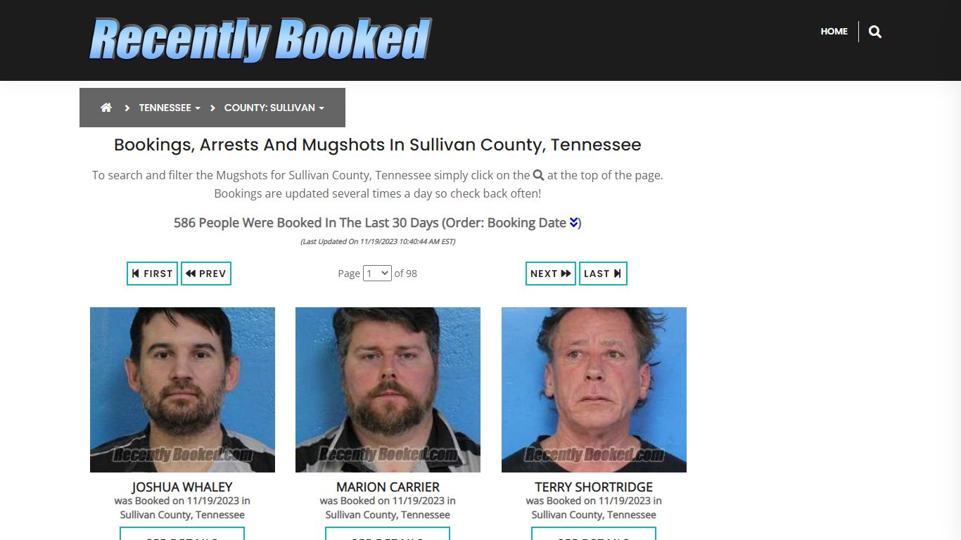 Bookings, Arrests and Mugshots in Sullivan County, Tennessee