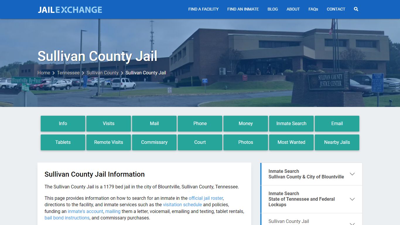 Sullivan County Jail, TN Inmate Search, Information